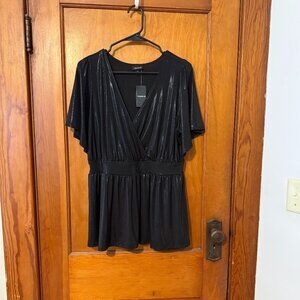 Torrid Liquid Shine Peplum Top - Black